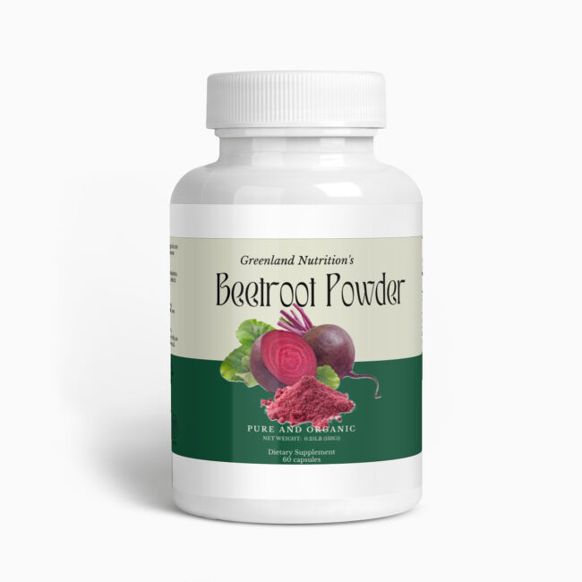 Greenland Nutrition's Beetroot Powder - Jar of vibrant organic beetroot powder