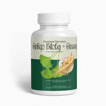 Greenland Nutrition's Ginkgo Biloba with Ginseng - Bottle of herbal supplements