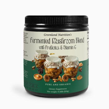 Greenland Nutrition's Fermented Mushroom Blend - Jar of potent mushroom blend with prebiotics & vitamin C